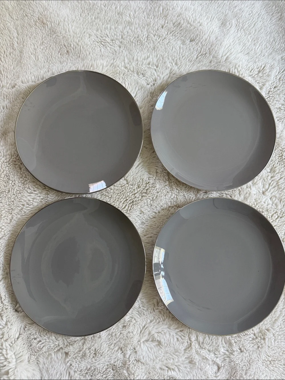 Franciscan China Burchbark Grey With Platinum Trim Dinner 10.5